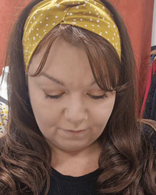 Headband twist Pois jaune