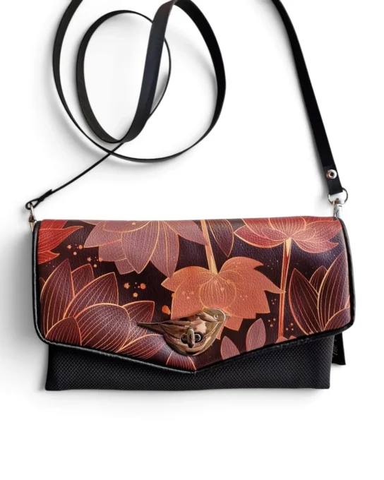 Mini sac bandoulière femme Lotus Mauve fabriqué artisanalement en Bretagne