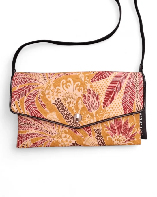 Mini sac bandoulière femme Azora en toile ocre et terracotta