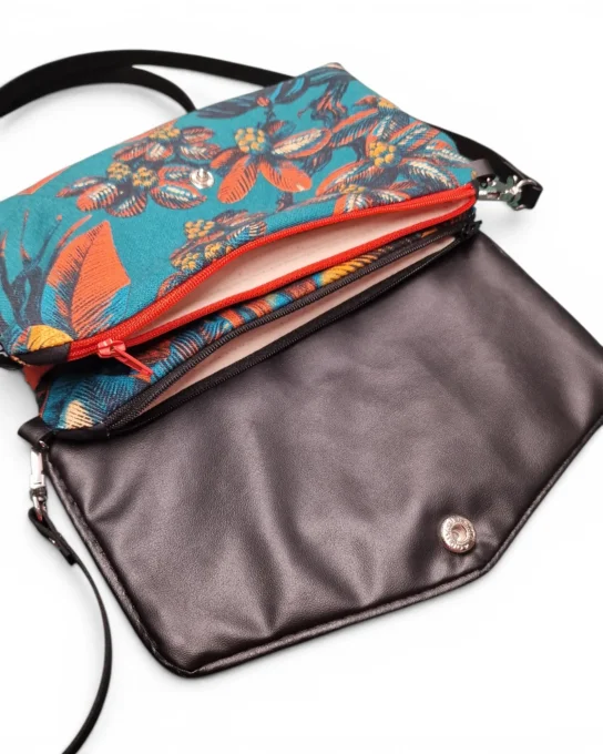 Deux poches zippées doublées en coton du Mini sac Manao