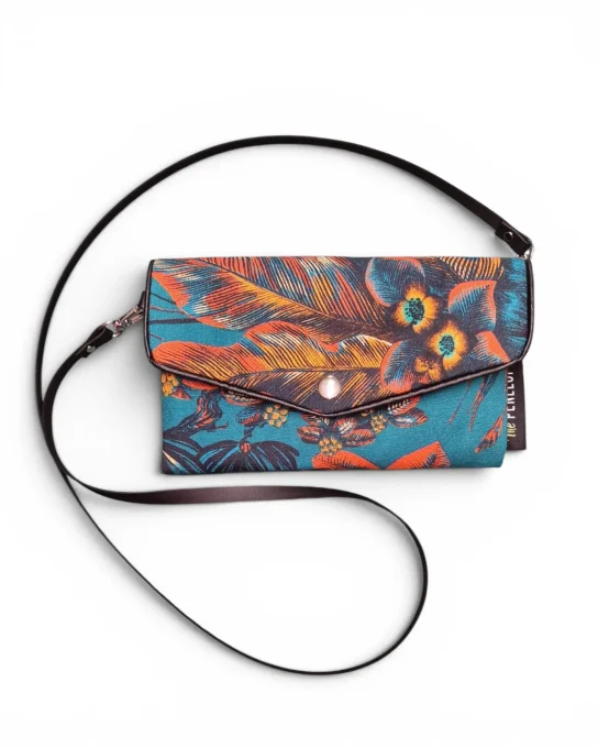 Mini sac bandoulière femme Manao en toile imprimée et simili noir