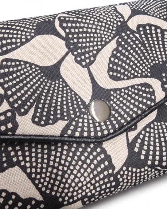 Détail de la toile imprimée noire et beige du Mini sac Ozaka