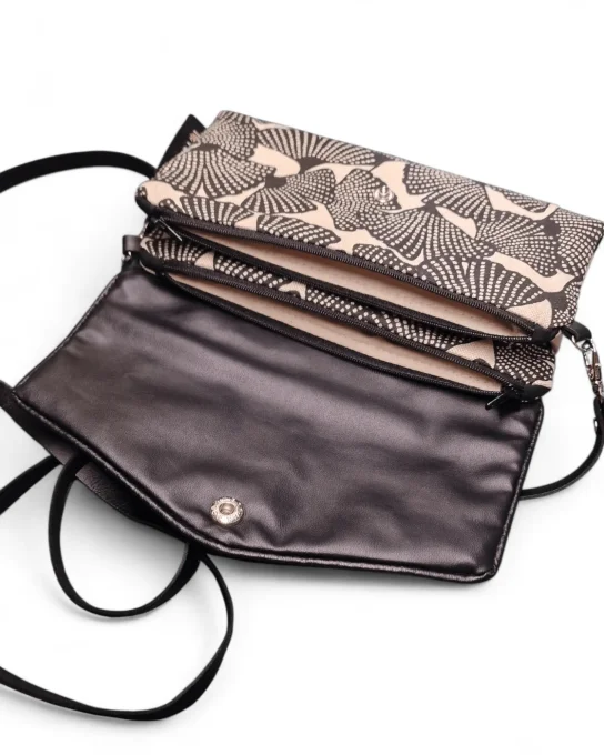 Deux poches zippées doublées en coton du Mini sac Nomade Ozaka