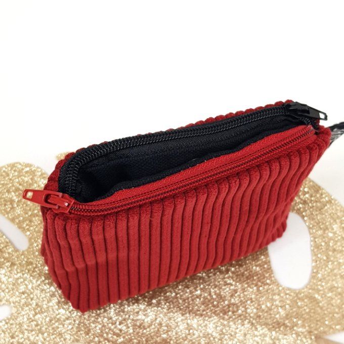 Porte monnaie Twin velours rouge