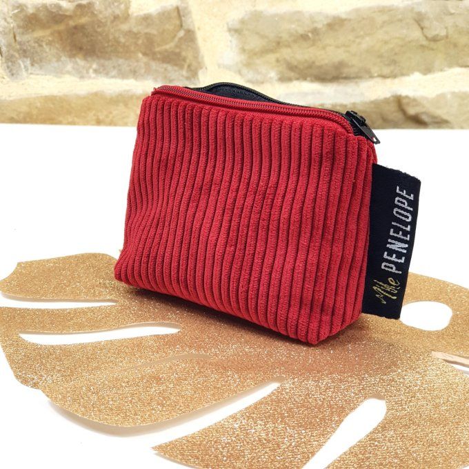 Porte monnaie Twin velours rouge