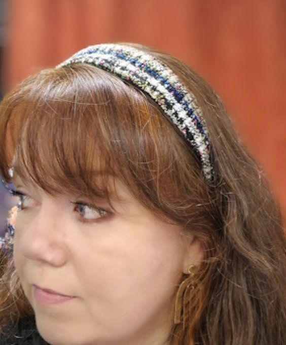 Serre tête Bandeau Collection Gossip - Trame Royale blanc et rose