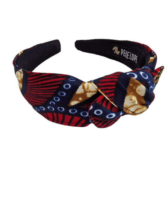 Serre tête Noué Wax Bleu et rouge