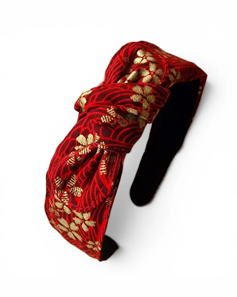 Serre tête Noué Lotus rouge