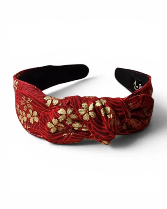 Serre tête Noué Lotus rouge