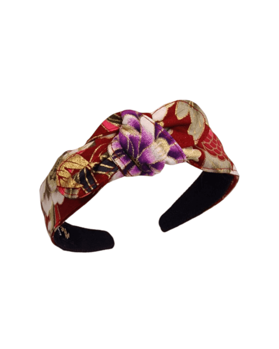Serre tête à nœud Lotus rouge