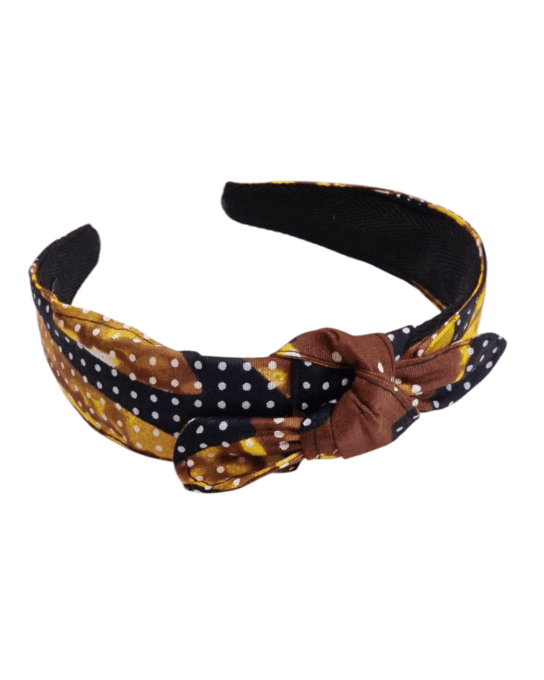 Serre tête Noué wax jaune et marron